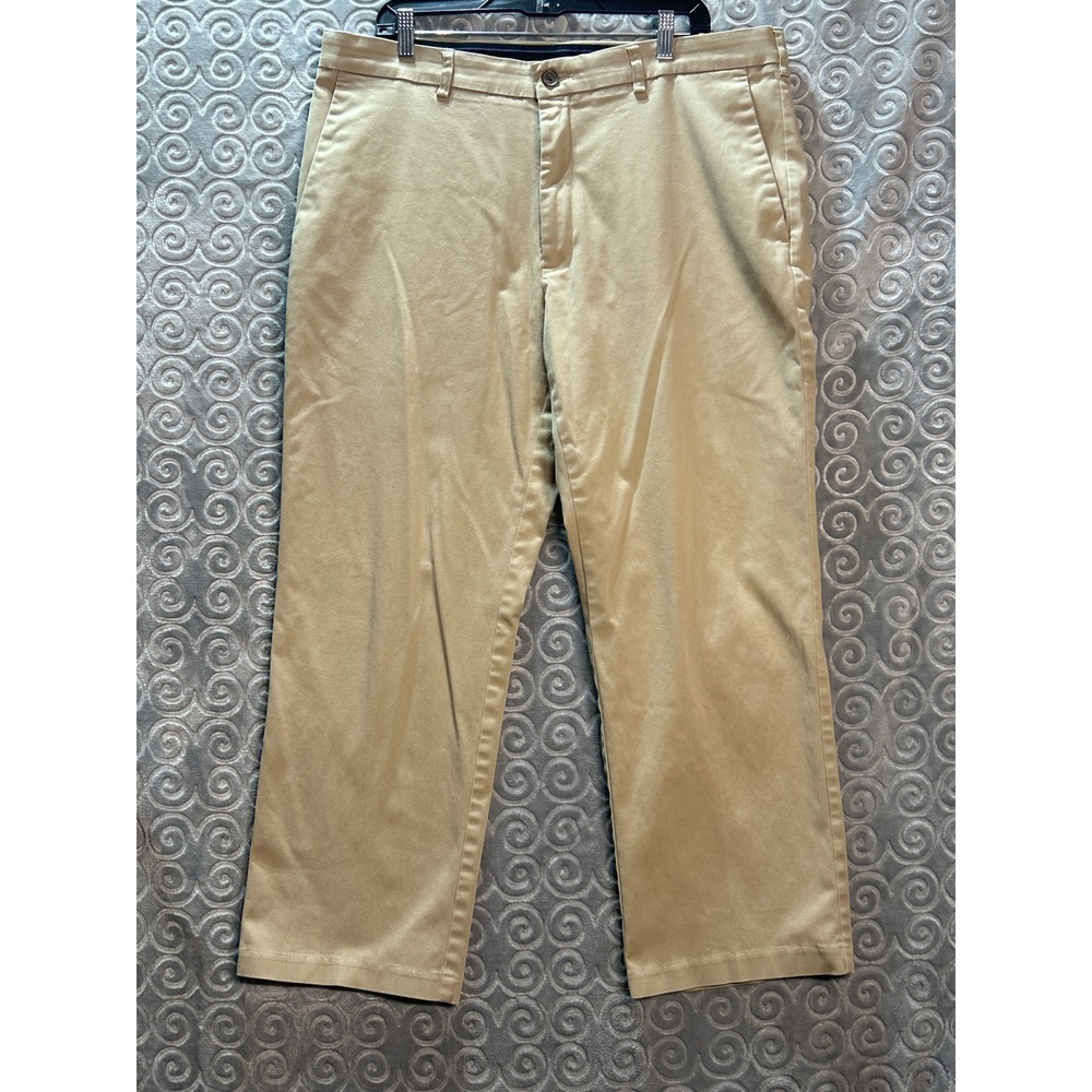Haggar Clothing‎ Stretch Khaki Flat Front Chino Pants Mens 36x32 Casual Dress